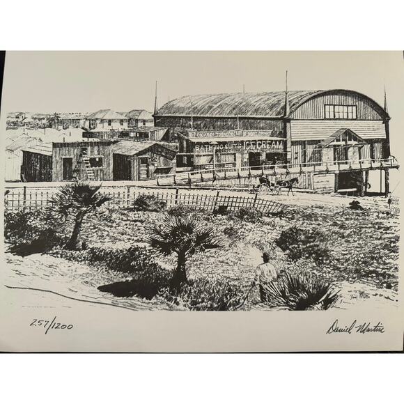 Early 1900s Pismo Beach Limited Edition Signed Lithographs Pavilion, Cypress St - Picture 1 of 7